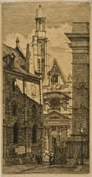 St. Etienne-du-Mont、パリ、パリのエッチング